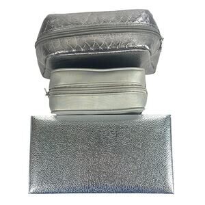 LaPrairie Cosmetic Bags (2) plus LaPrairie Silver Box (1)-Set of 3